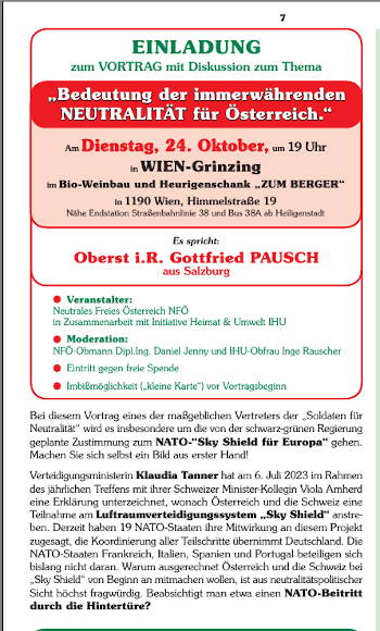 Vortrag 24. Oktober Wien