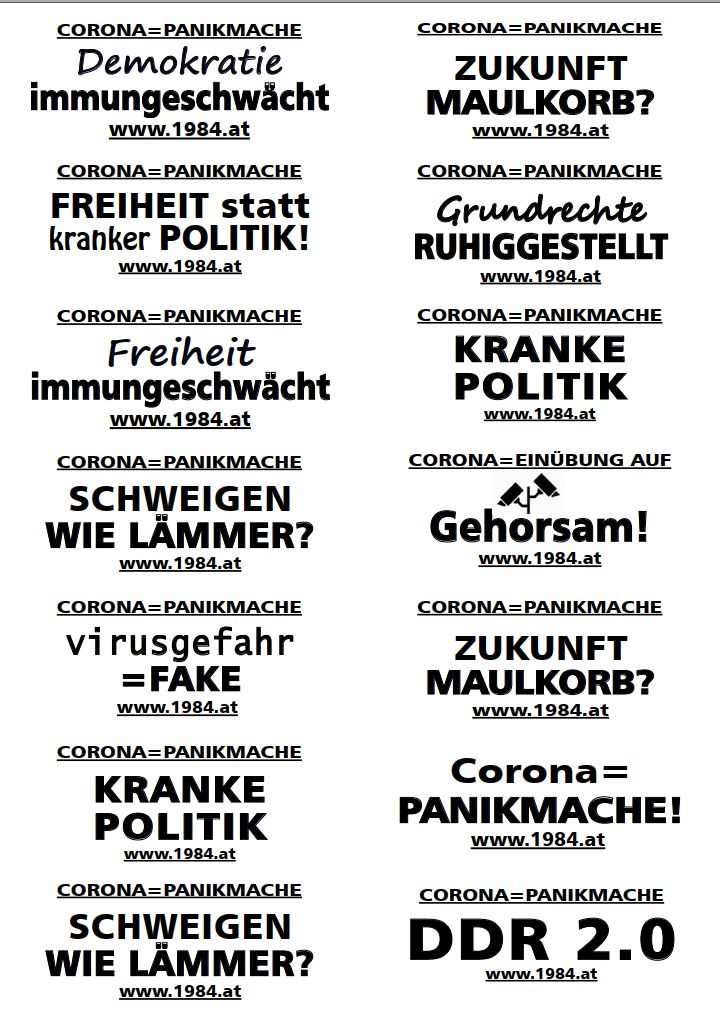 Corona-Widerstand selbstgemachte Aufkleber Protest